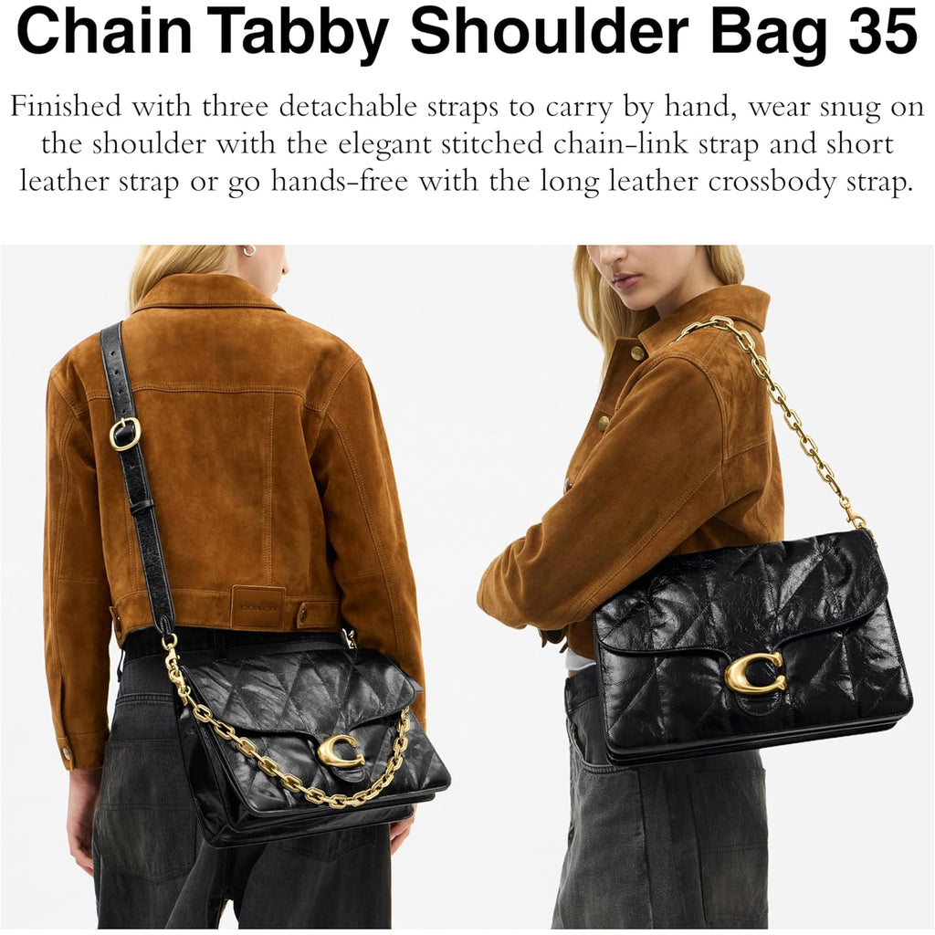 COACH Women's Quilted Glazed Leather Chain Tabby Shoulder Bag