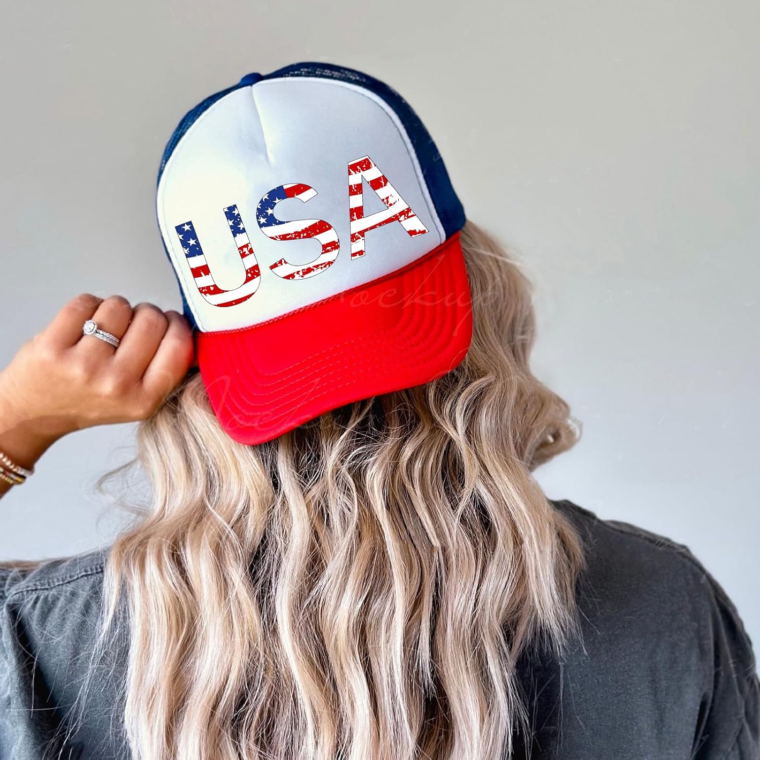 American Flag Hat USA Hat 4th of July Trucker Hats for Women Men Patriotic US Baseball Cap Red White Blue 2