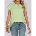 Anrabess Womens Tops Summer Cap Sleeve Basic Tee Shirts 2026 Trendy Loose Fit Casual Dressy Business Work Tshirts Clothes