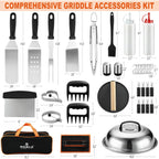 38Pcs Griddle Accessories Kit, Professional Grill Tools Set For Outdoor Barbecue, Stainless Steel Griddle Spatula Set With Tongs, Smash Burger Press, Carry Bag, Perfect Grilling Gifts