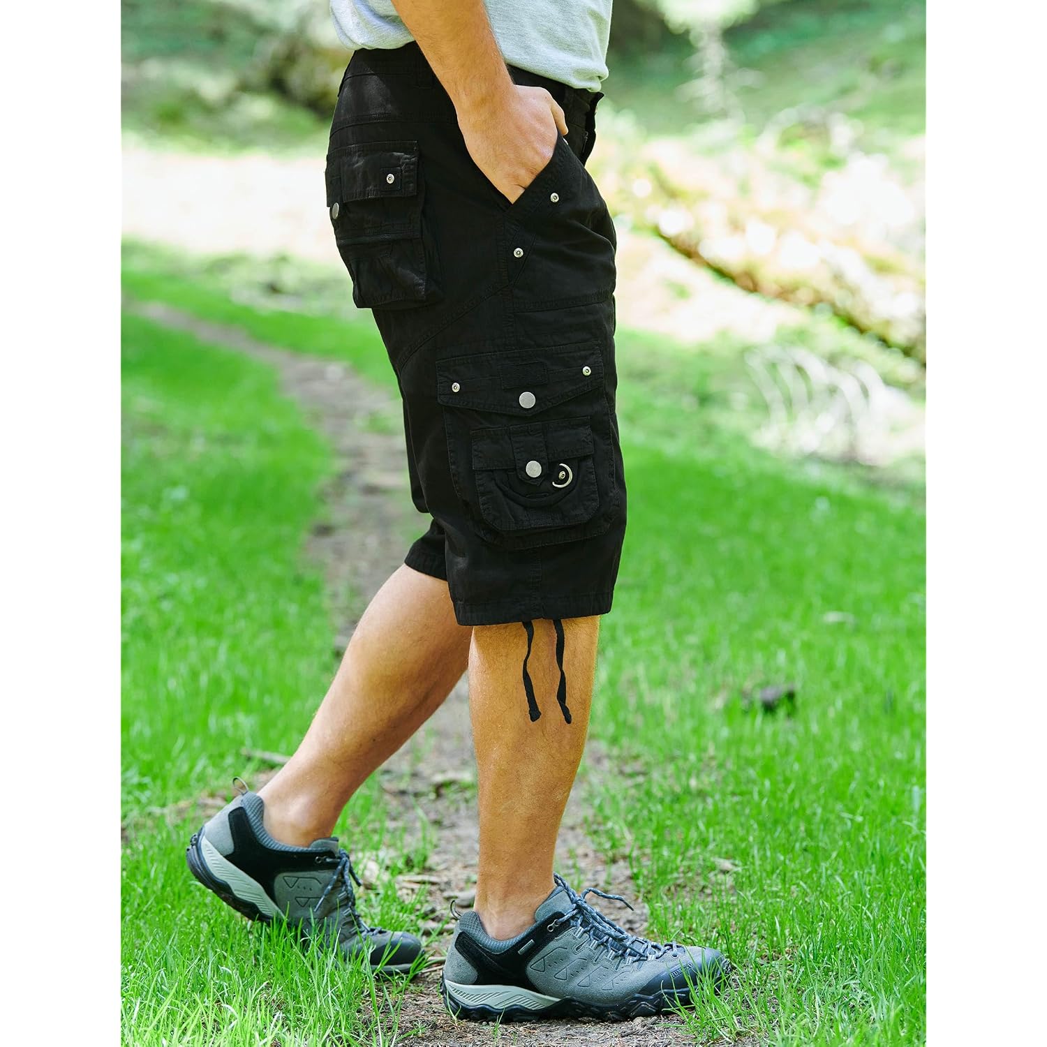 Mens Cargo Shorts Cotton Ripstop Straight Leg Below Knee Twill Casual Summer Long Shorts