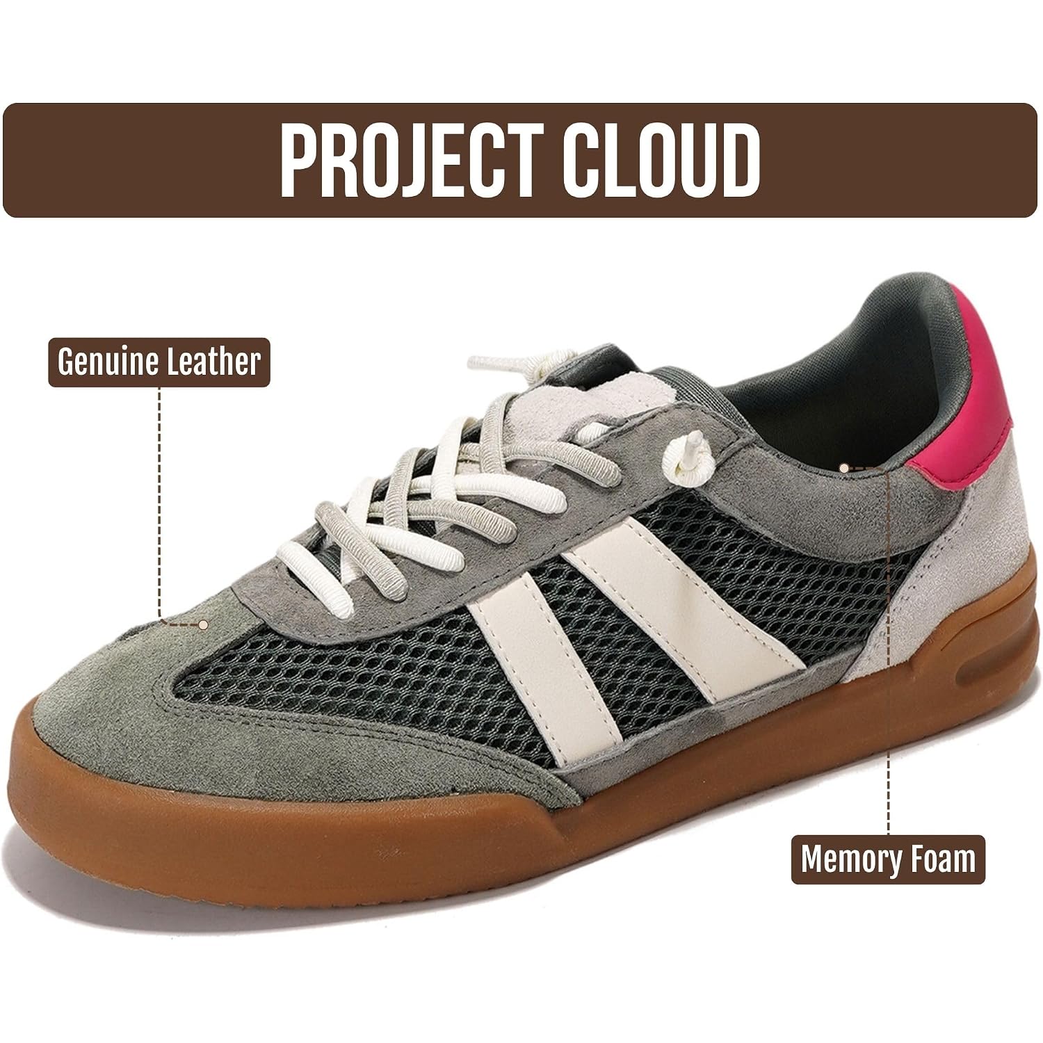 Project Cloud 100% Genuine Leather Casual Sneakers For Women - Memory Foam Insoles - Womens Shoes & Lightweight Women'S Fashion Sneakers - Slip On Shoes For Women Footwear (Verdy)