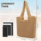 Pleneal Straw Beach Bags For Women - Women Beach Handmade Woven Tote Bag, Summer Mesh Hollow Shoulder Bag For Holiday