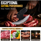 Hand Forged Viking Knife 6.2" Meat Cleaver With Sheath, Chinese Kitchen Axe Boning Knife For Meat Cutting, High Carbon Steel Butcher Knife Home Outdoor Bbq Camping Birthday Gifts For Men Dad