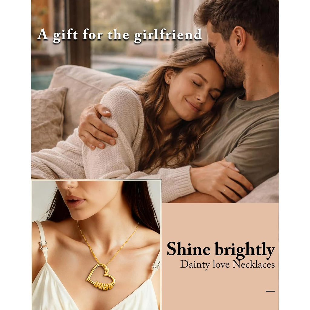 ziella Jewelry To My Wife Necklace -Family's Love Engraved Name Pendant, Personalized Heart Custom Necklace for Women