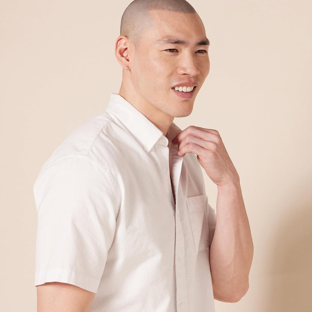 Amazon Essentials Men'S Short-Sleeve Oxford Shirt With Pocket