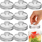 Okllen 9 Pack Glass Fermentation Glass Weights For Large Wide Mouth Mason Jars Easy Grip Handle, Dishwasher Safe