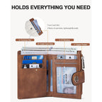 Bostanten Small Wallet For Women Leather Rfid Blocking Card Holder Bifold Compact Wallets With Zipper Coin Pocket Beige＆Brown