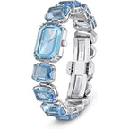 Swarovski Millenia Watch, Blue Octagon Cut Crystals, Sapphire Glass Centrepiece, And Stainless Steel Accents, Part Of The Millenia Collection
