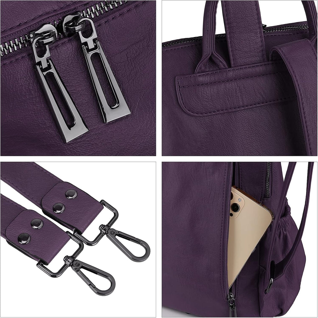 Travel Backpack Purse For Women Vegan Leather Ladies Fashion Tassel Shoulder Bag Convertible