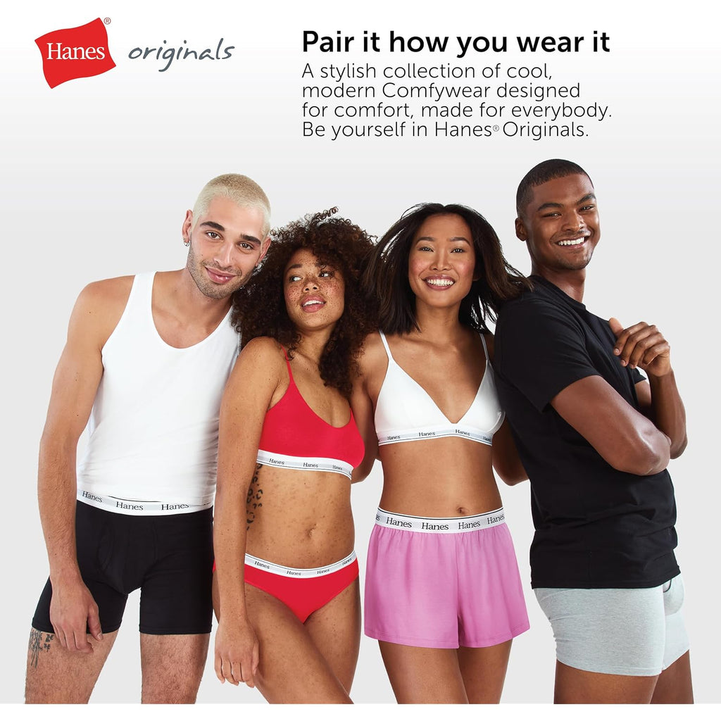 Hanes Women's Originals Rib Crop Tank Top 2-Pack, Comfywear Stretch Cotton Cropped Top