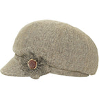 Women Retro Classic Visor Newsboy Cabbie Cap Beret Hats with Flower Buckle for Woman Ladies 1khaki