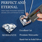 MOOSEA Mothers Day Gifts - 1-3 ct Moissanite Necklace for Women, 925 Sterling Silver Rose Heart Lab Created Moissanite Necklace, Anniversary Birthday Gifts for Women Mom Wife Girlfriend Grandma