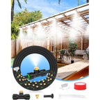 Misters For Outside Patio 89Ft(27.3M)+34 Brass Mist Nozzles+A Brass Adapter(3/4") Detachable Outdoor Misting Cooling System For Garden, Waterpark, Greenhouse, Backyard