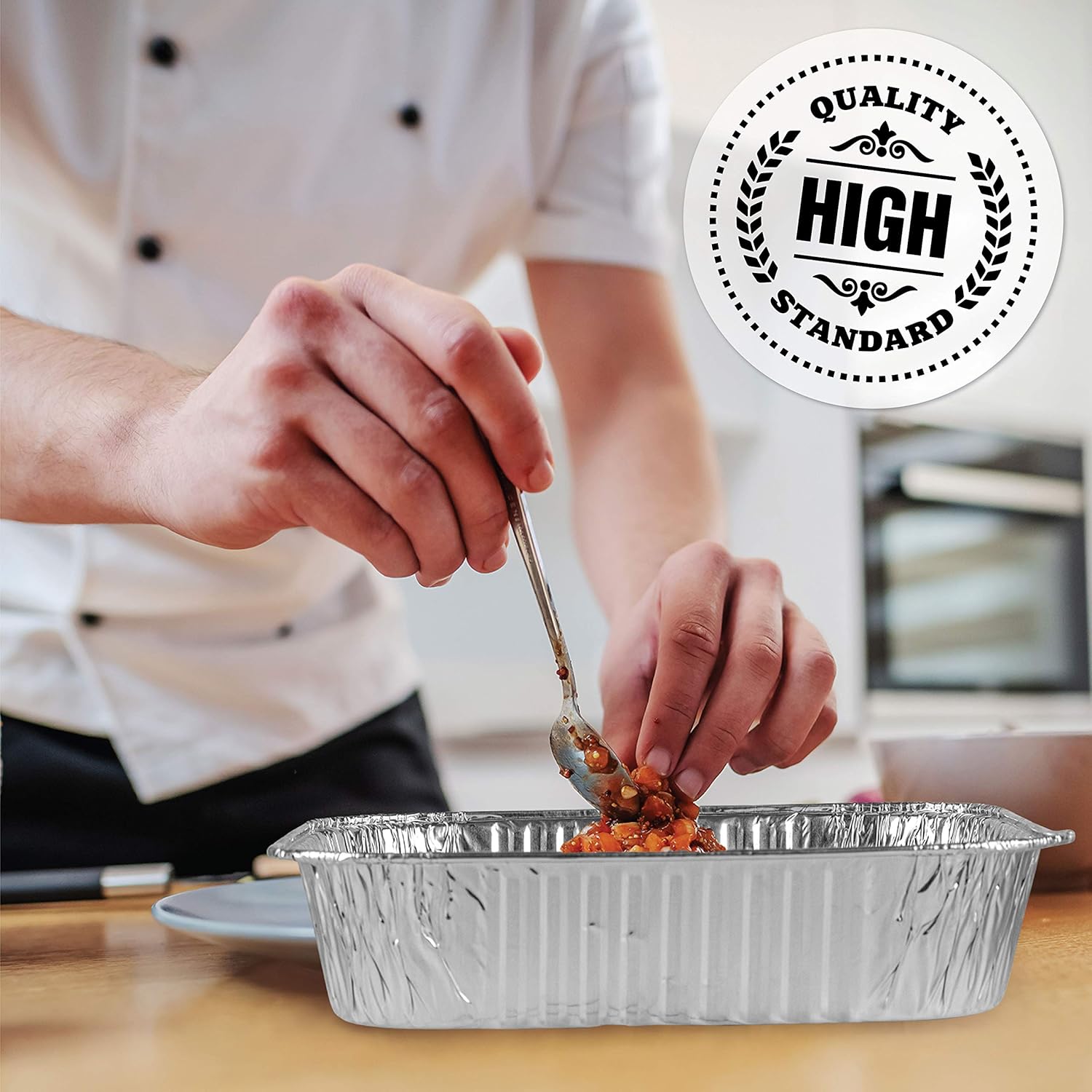 PLASTICPRO Disposable 8'' X 8'' X 2'' Inch Square Aluminum Tin Foil Baking Pans Bakeware - Cookware Perfect for Baking Cakes, Breads, Brownies, Bread, Meatloaf, Lasagna, Pack of 10