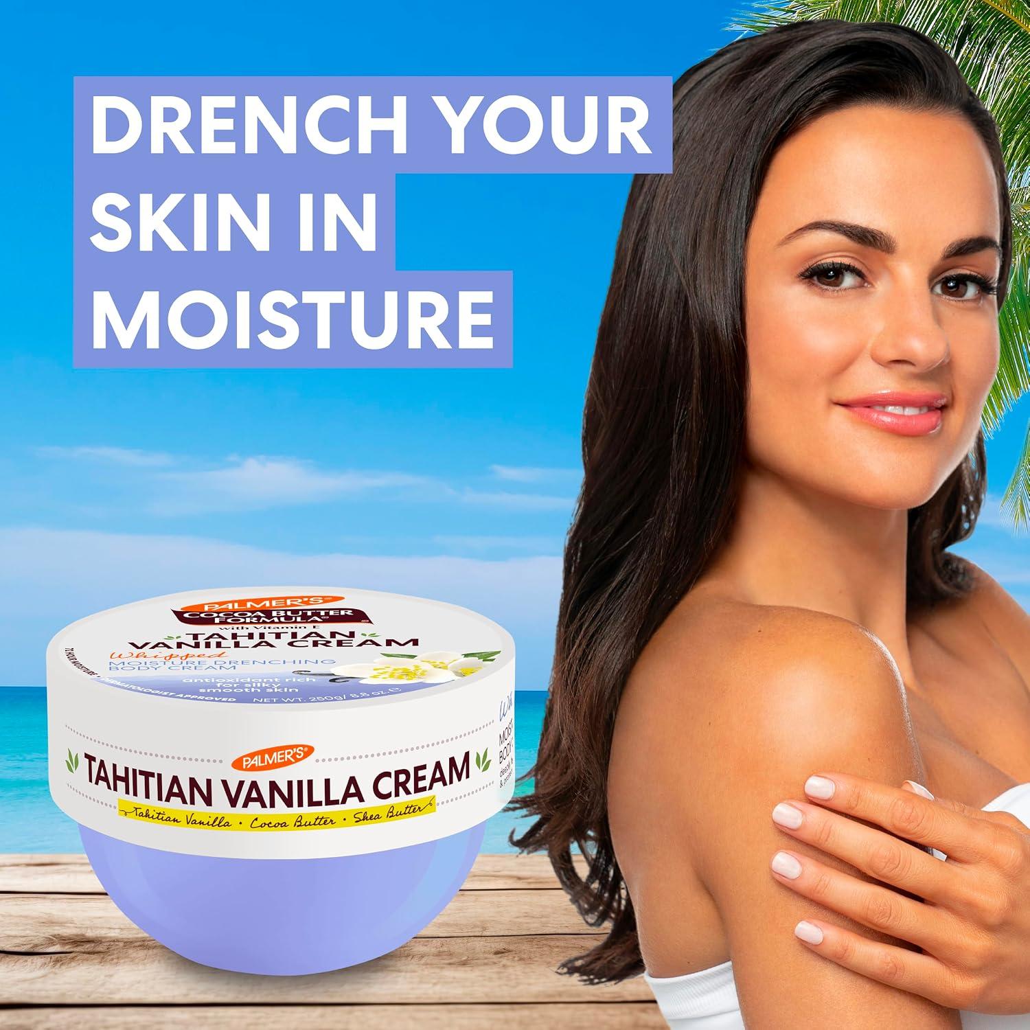 Palmer'S Cocoa Butter Formula Body Cream, Moisture Drenching Tahitian Vanilla, 8.8 Oz, 72Hr Hydration With Shea Butter & Vitamin E For Softer Skin, Protects & Soothes Dryness, Dermatologist Approved
