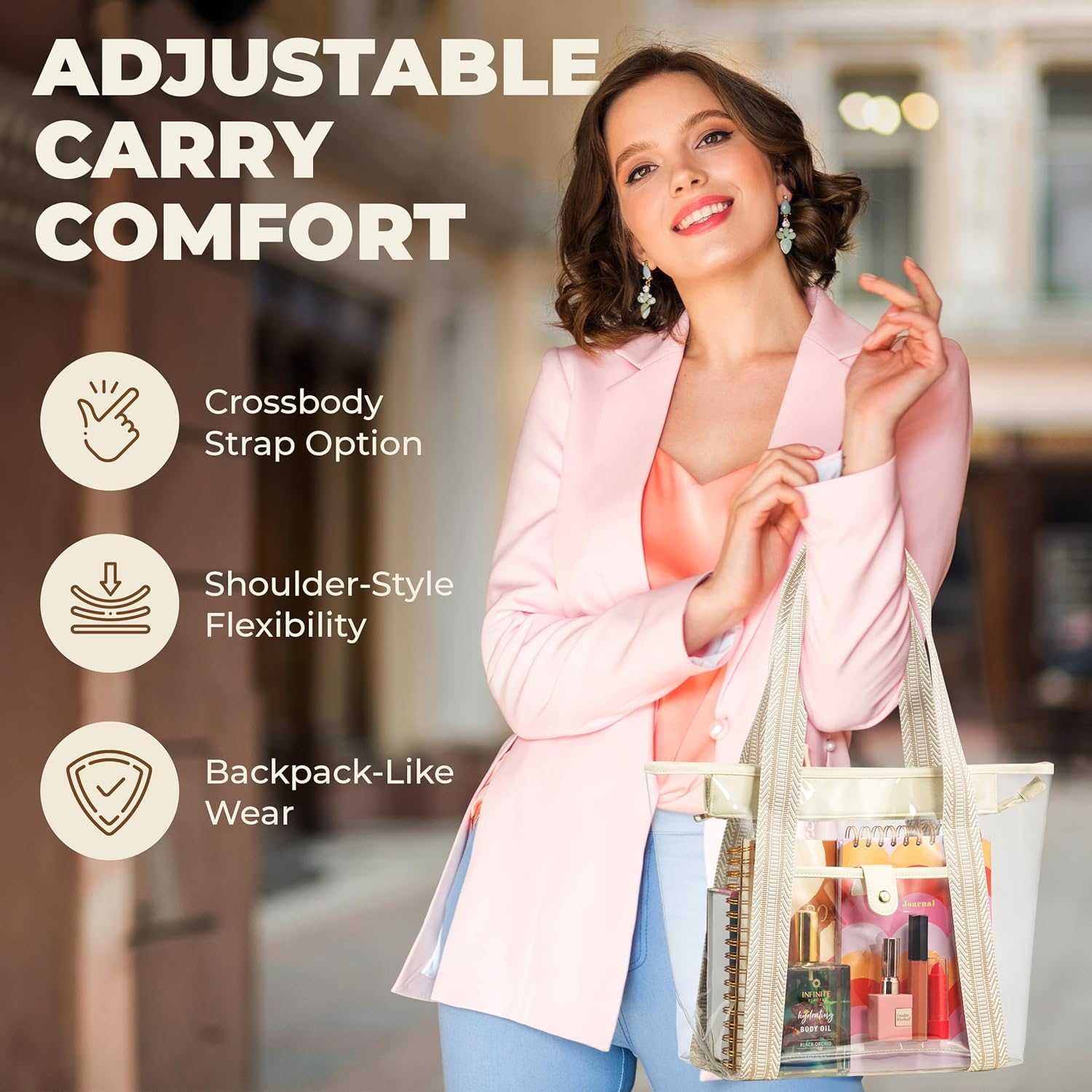 Handy Laundry Clear Bag for Stadium Events - Large Transparent Tote - Clear Purse for Women, Work, Beach & Shopping