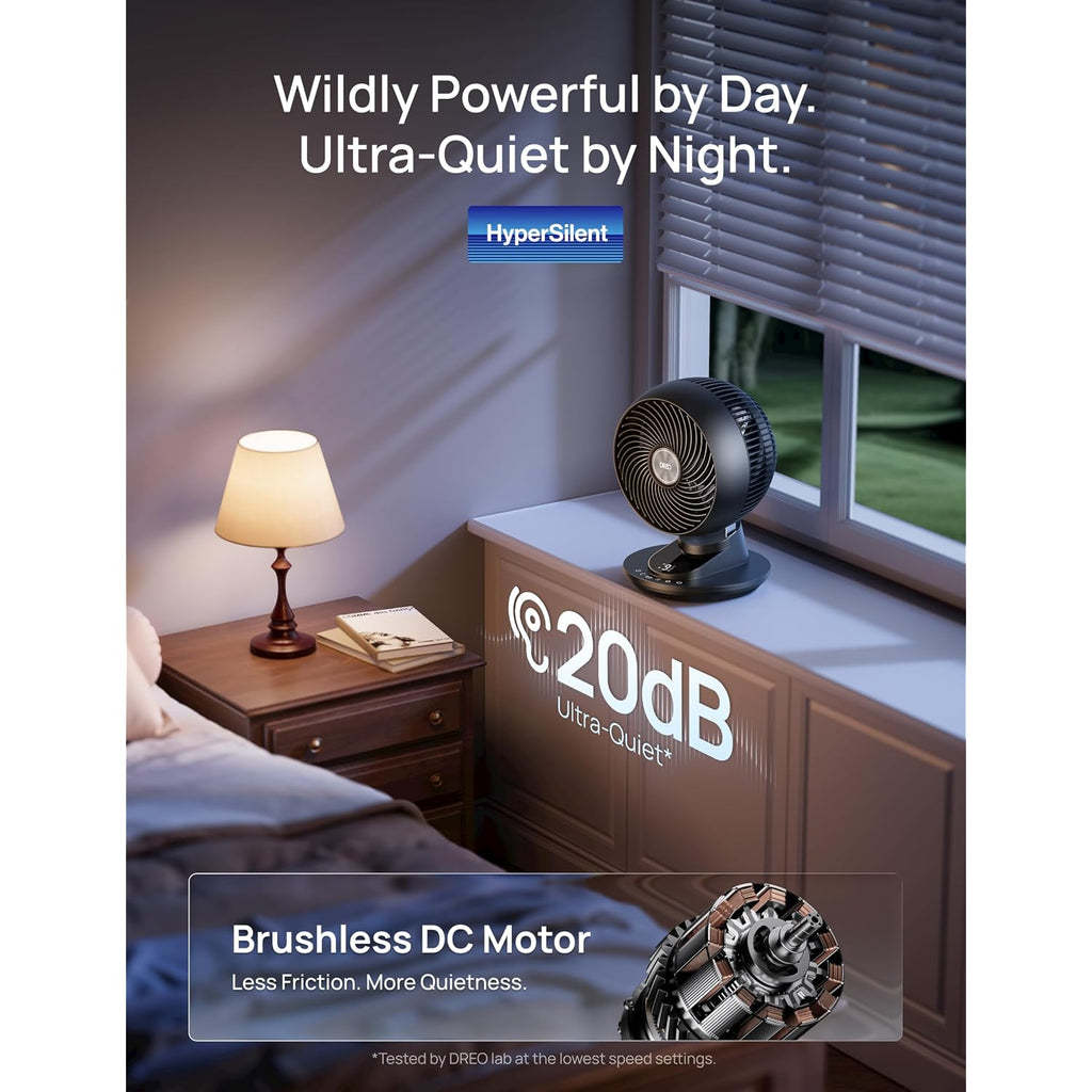 Dreo Smart Fan For Bedroom, Powerful 85 Ft Airflow, 12 Inches, Desk Fans In 20Db Quiet, 90°+90° Oscillating Fans, App/Voice Control, 9 Speeds & 8/12H Timer For Home Office Dorm