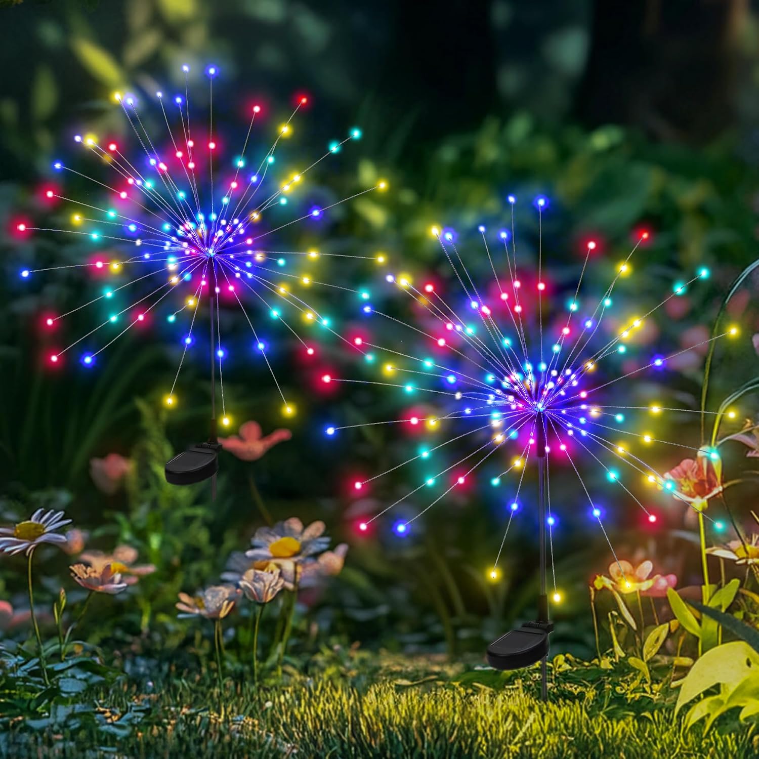 Pevoros Garden Decor Solar Lights Outdoor,120Led Waterproof Colorful Solar Fairy Garden Lights For Outdoor Decoration,Yard, Patio, Porch,Flower Pot,Pathway (2Pack)