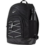 Nike 3Brand Kids Blitz Bungee Backpack For School, Black/White | Padded 17-Inch Laptop Sleeve And 2 Mesh Bottle Pockets. Bookbag For Boys, Girls, Sports, Gym, And Travel.