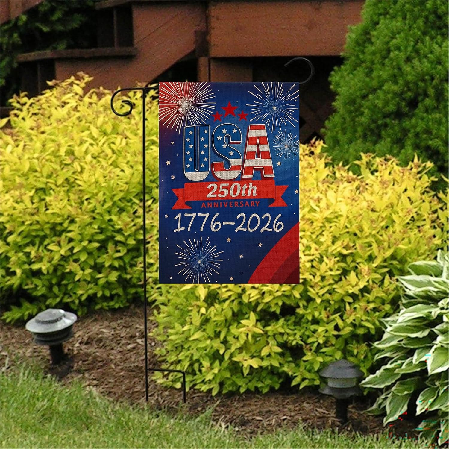 250 Anniversary Usa Garden Flags For Outside, 250 Anniversary Usa Flag With Fireworks Design, 1776-2026 Patriotic 4Th Of July Decorations Yard Sign Double-Sided Waterproof House Flag 12X18 Inch 250 Year American Flag
