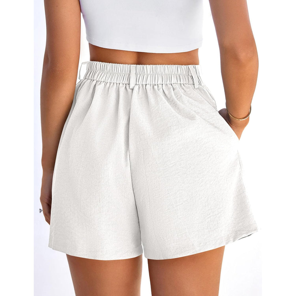 Womens Shorts Casual 2026 Summer Elastic High Waist Zipper Button Tailored Shorts Pleated Beach Vacation Clothes