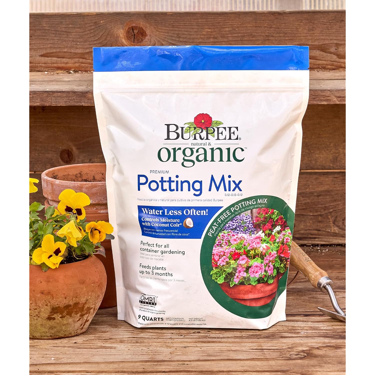 Burpee, 9 Quarts | Premium Organic Potting Natural Soil Mix Food Ideal For Container Garden-Vegetable, Flower & Herb Use For Indoor Outdoor Plant