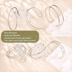 6Pcs Boho Coil Arm Cuff Bangle Set - Adjustable Minimalist Open Arm Cuff Armlet Armband