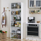 Fotosok 6-Tier Open Bookcase And Bookshelf, Freestanding Display Storage Shelves Tall Bookcase For Bedroom, Living Room And Office, White