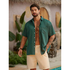 Hardaddy Men'S Casual Striped Shirts Button Down Short Sleeve Blouse Summer Hawaiian Shirt