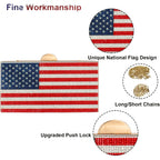 Women'S American Flag Rhinestone Crossbody Evening Purse - Patriotic Red White Blue Clutch Bag For National Celebrations Evening Bag Flag Purse