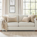 Topfinel Beige White Boucle Pillow Cover Set of 4 Complete Sofa Layering Set Modern Farmhouse & Neutral Chair Sofa Couch Bedding Room Decor (12"x20"x2,18"x18",20"x20")