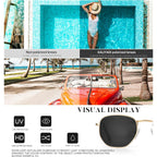 Kaliyadi Sunglasses For Women And Men, Polarized Square Uv Protection, Trendy Metal Frame Hexagon Sunglasses
