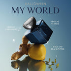 Halloween My World Eau de Parfum For Men. Woody, Aromatic and Spicy Long Lasting Fragrance with Notes of Cardamom, Sage and Vetiver