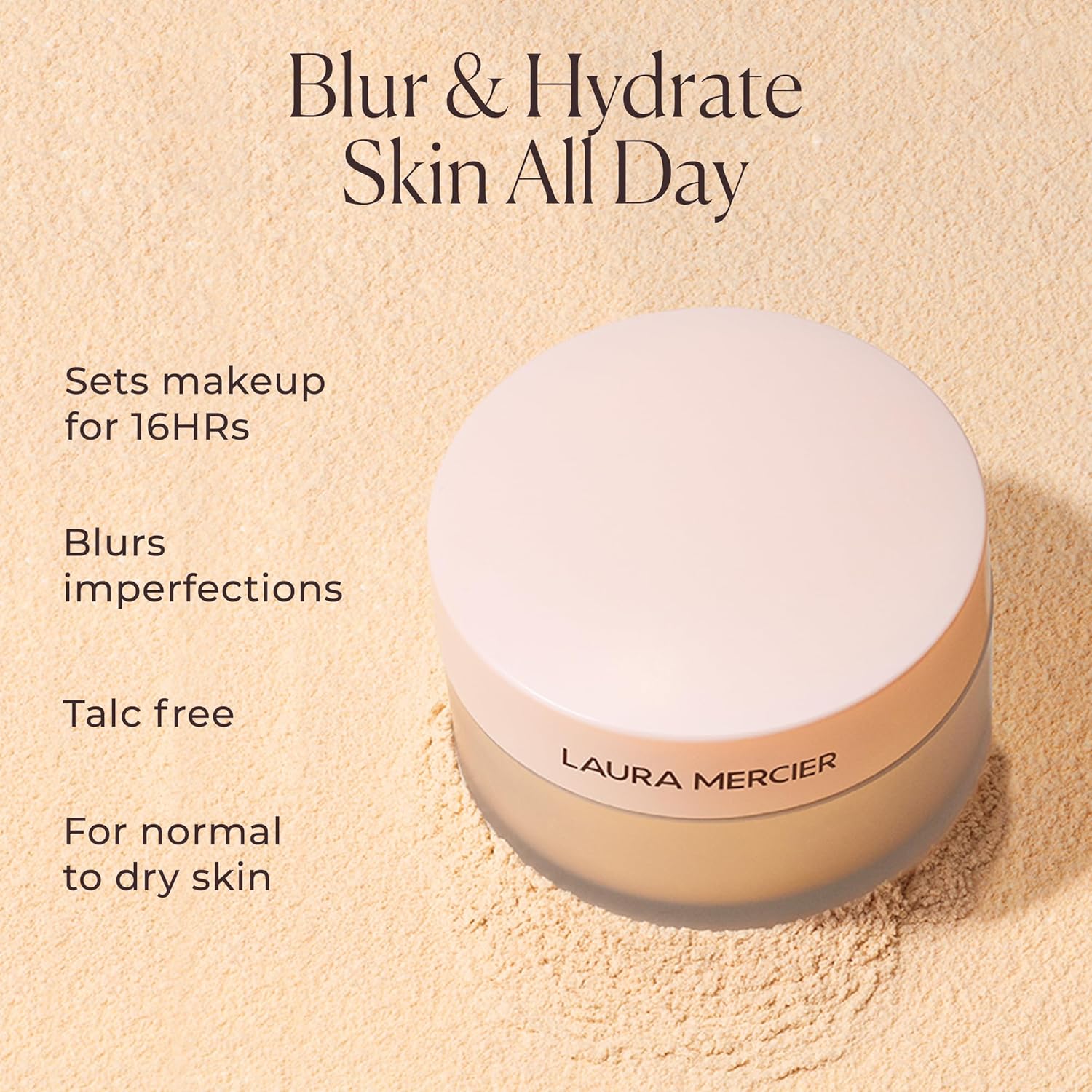 Laura Mercier Translucent Loose Talc-Free Setting Powder Ultra-Blur, 16HR Hydrating Wear, Natural Finish, Hyaluronic Acid-Infused, Normal to Dry & Mature Skin, Mint Green Shade Color Corrects Redness