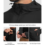 Men'S Upf 50+ Light Jacket Full Zip Sun Protection Hoodie Long Sleeve Sun Shirts For Men Hiking Fishing Zip Pockets