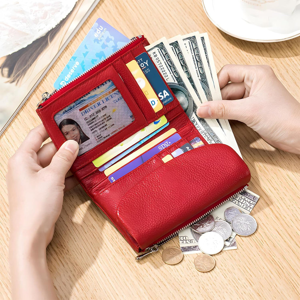 Unisex Pebble Leather Wallet, 5.3In Short Genuine Leather Coin Card Holder, Unisex Clutch Bags, Can Hold Coins, Id Cards