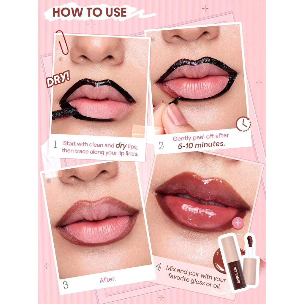 SHEGLAM Fall In Line Peel Off Lip Liner Stain Long Lasting Transfer-proof Nude Lip Tint-Plum Sauce