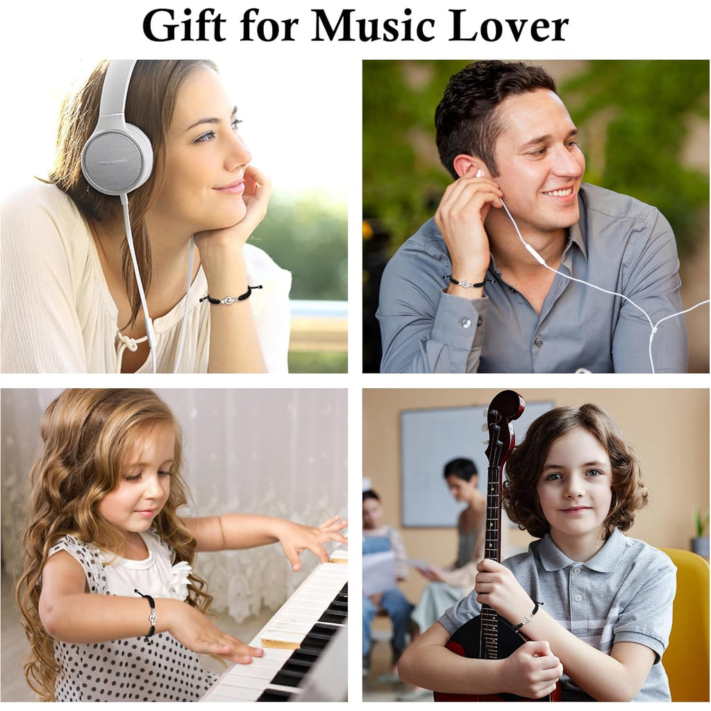 SmileBelle Music Gifts for Women and Men, Guitar Bracelet Teacher Appreciation Gifts Black and White Graduation Bracelets as Marching Band Jewelry for Choir Student Musical Lovers
