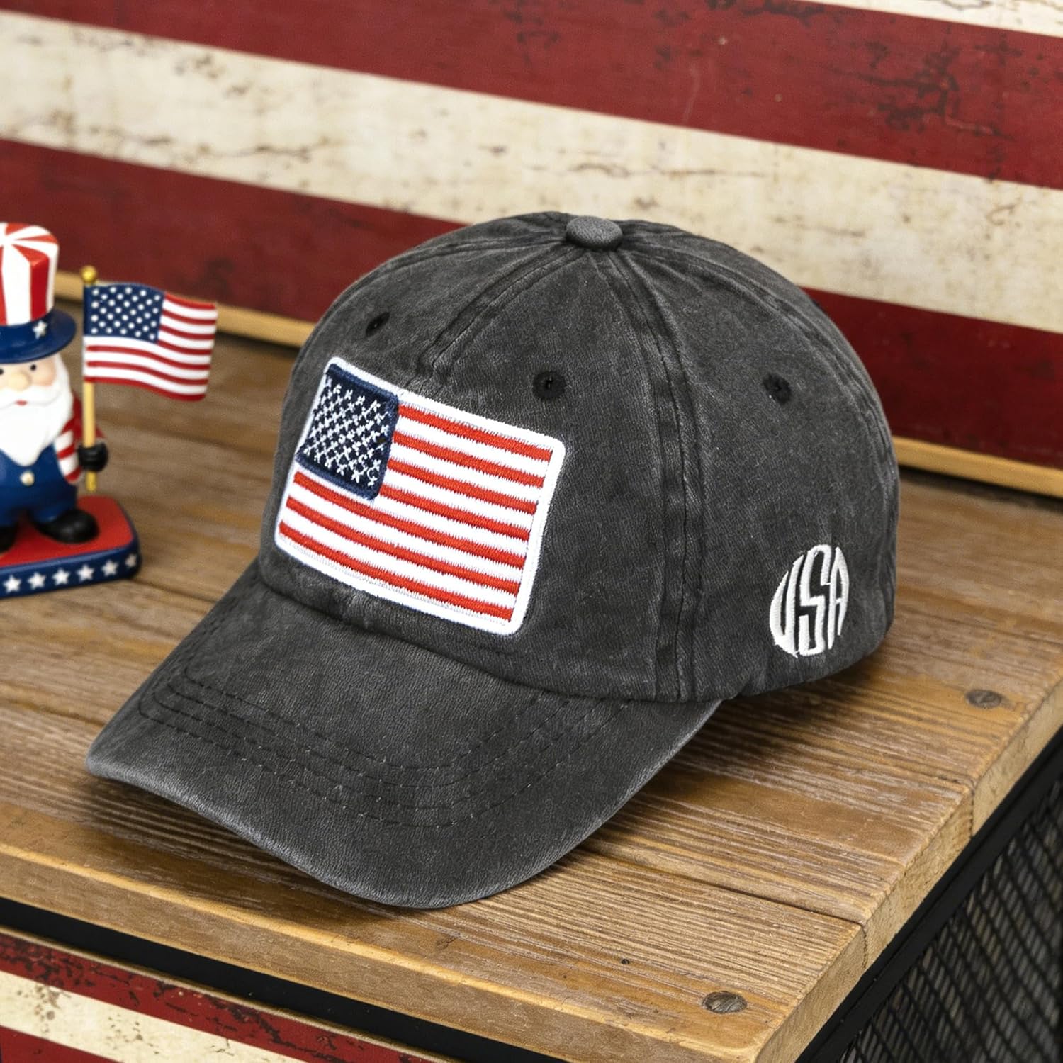 Izus Women Usa-Flag Baseball-Cap American Patriotic Baseball Hats Men'S Distressed-Cotton Dad-Hat For Adult Teens
