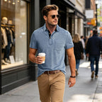 Men'S Casual Polo Shirts Classic Button Basic Short Sleeve Shirt Solid Color Cotton Tees Golf Stylish Tops