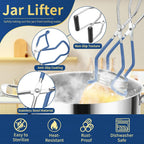 Canning Supplies Starter Kit,Canning Kit For Beginners Of 9 With Jar Lifter，Wide Mouth Funnel,Wrench,Tongs,Lid Lifter,Bubble Popper,Canning Labels,Ladle,Measuring Spoon-Blue