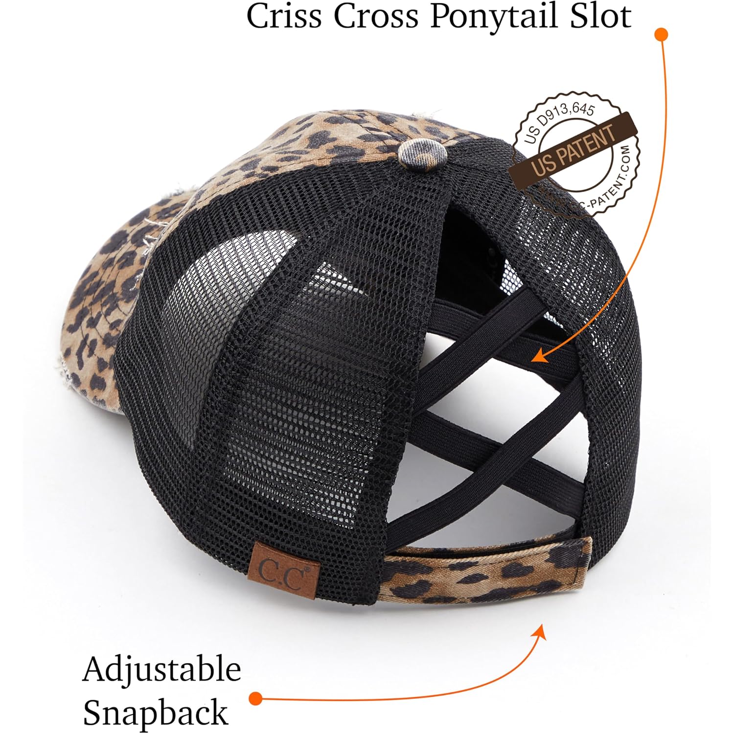 C.C Ponycap Messy High Bun Ponytail Adjustable Glitter Mesh Trucker Baseball Cap