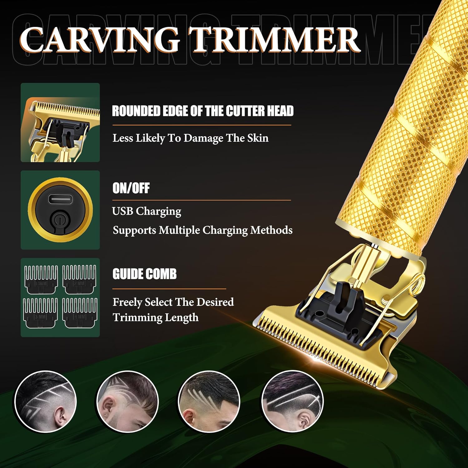 Hair Clippers for Men Professional, Beard Trimmer Kits & Sets, Electric Shavers, Hair Clippers & Trimmer Ceramic T-Blade, for Barber, Father Gifts for Men (Gold)