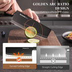 Astercook Knife Set, 6-Piece Kitchen Knife Set with Block, High Carbon Stainless Steel Ultra Sharp Kitchen Knives, Wood Grain Handle, Dishwasher Safe Knife Block Set, Black, Mothers Day Gifts