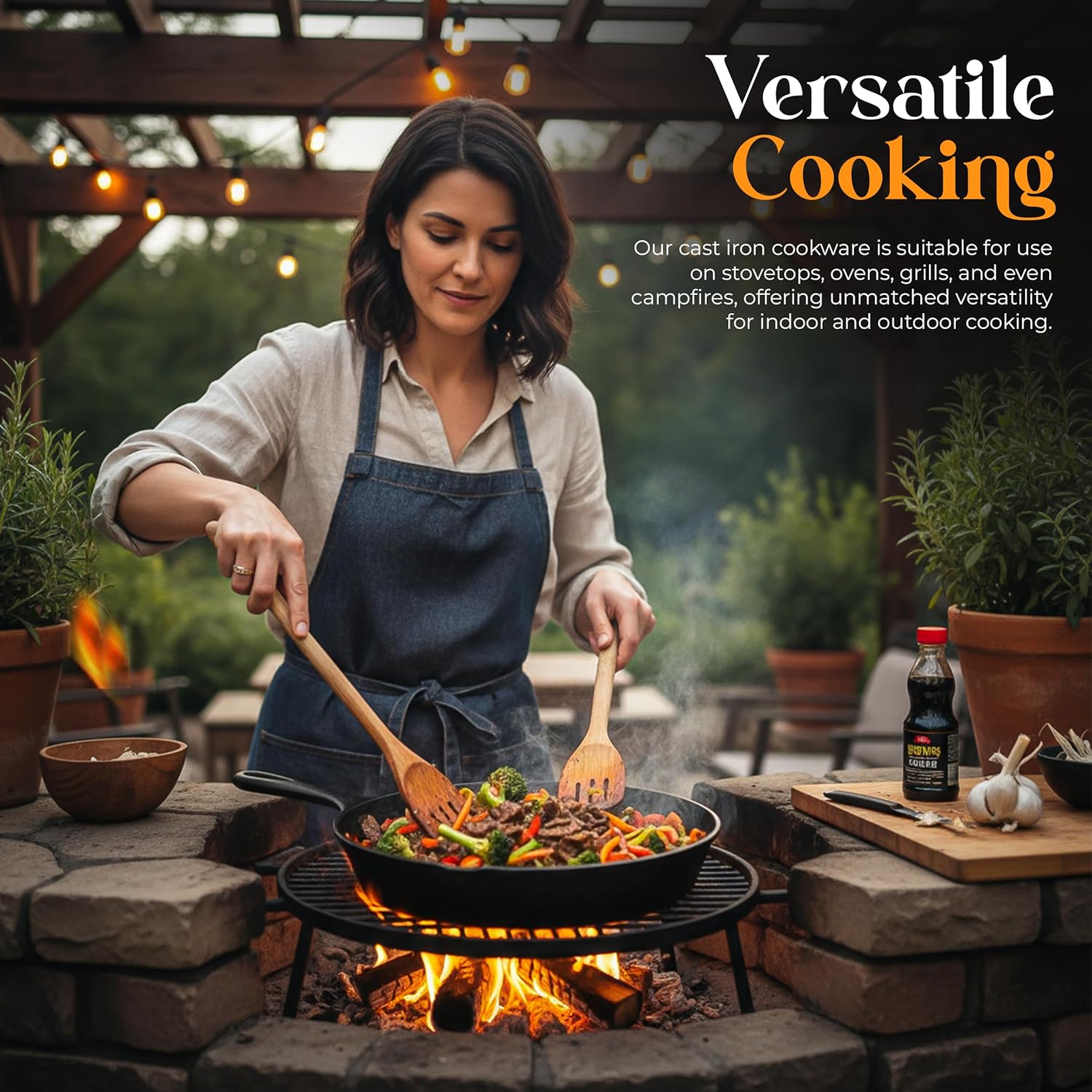 Utopia Kitchen Cast iron Skillets 3 Piece Set, Chefs Pan, Pre Seasoned Cast iron Skillets, 6, 8 & 10 Inches, Easy Use in the Oven, Stove, Grill, or Campfire, Black
