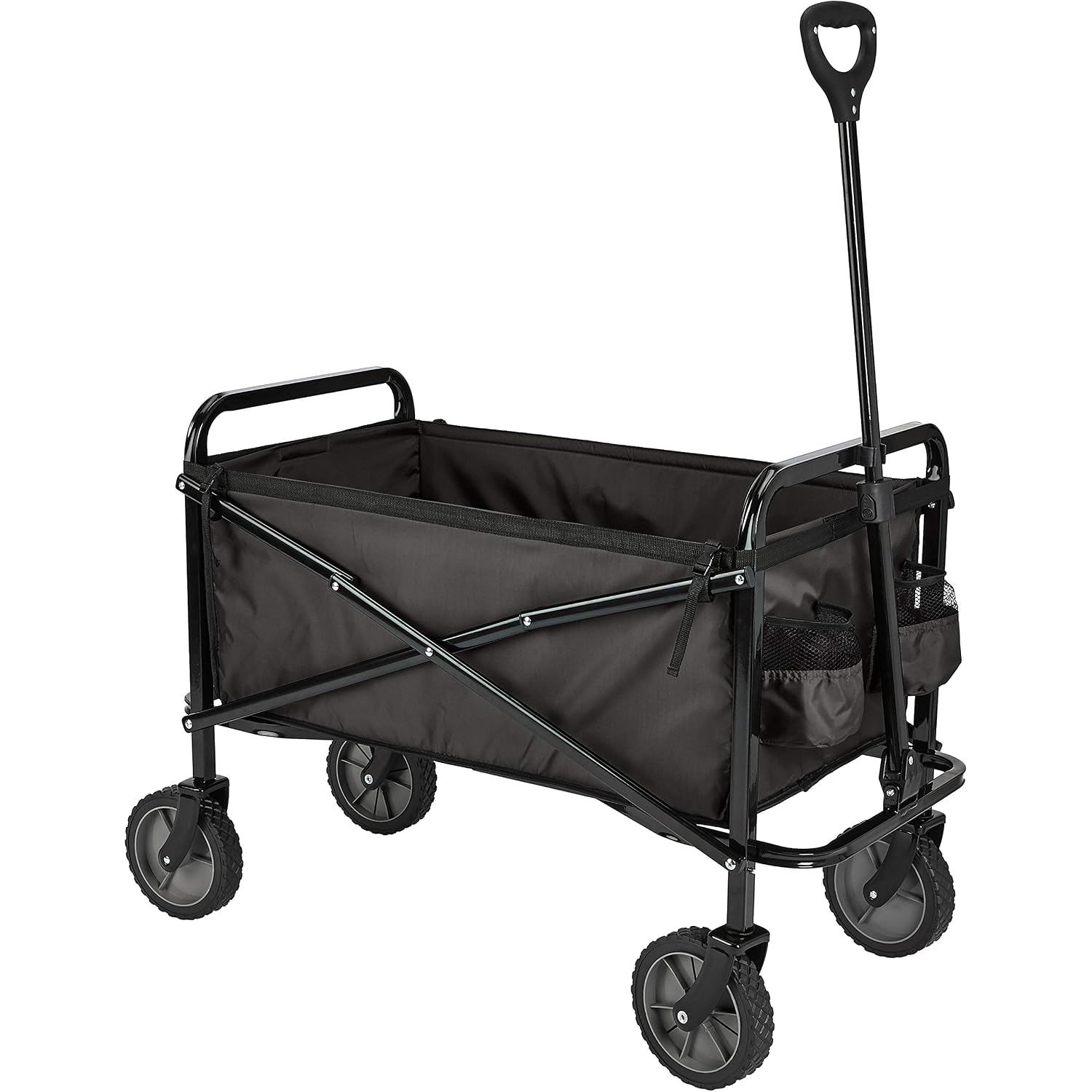 Amazon Basics Collapsible Heavy Duty Utility Wagon For Outdoor Sports, Camping, Garden, And Shopping, 265 Pounds Capacity, 27.6 X 40.9 X 20 Inches, Black