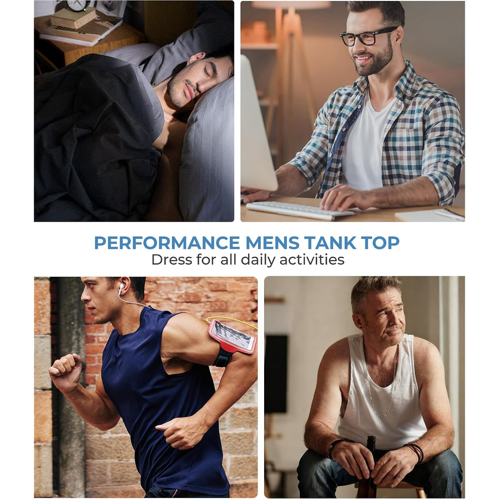 Bamboo Cool Men'S Tank Top Undershirts Moisture Wicking Breathable, Fitted Ruglar Fit T Shirts For Men 3 Pack