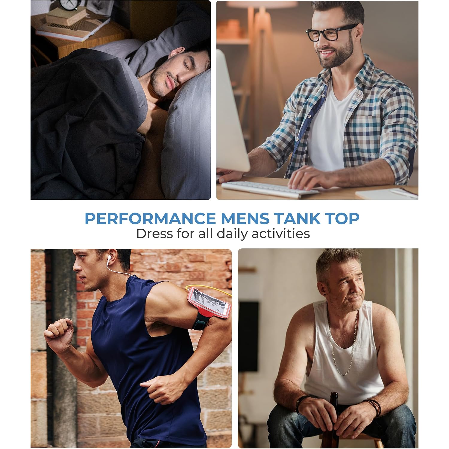 Bamboo Cool Men'S Tank Top Undershirts Moisture Wicking Breathable, Fitted Ruglar Fit T Shirts For Men 3 Pack