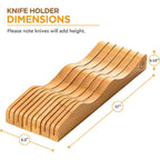 Bambüsi Knife Drawer Organizer - Bamboo Wood In-Drawer Knife Block Holder For Kitchen Drawer, 16 Slot Blade Down Knife Organizer Insert, Fits Chef & Steak Knives, Standard Drawer (Knives Not Included)